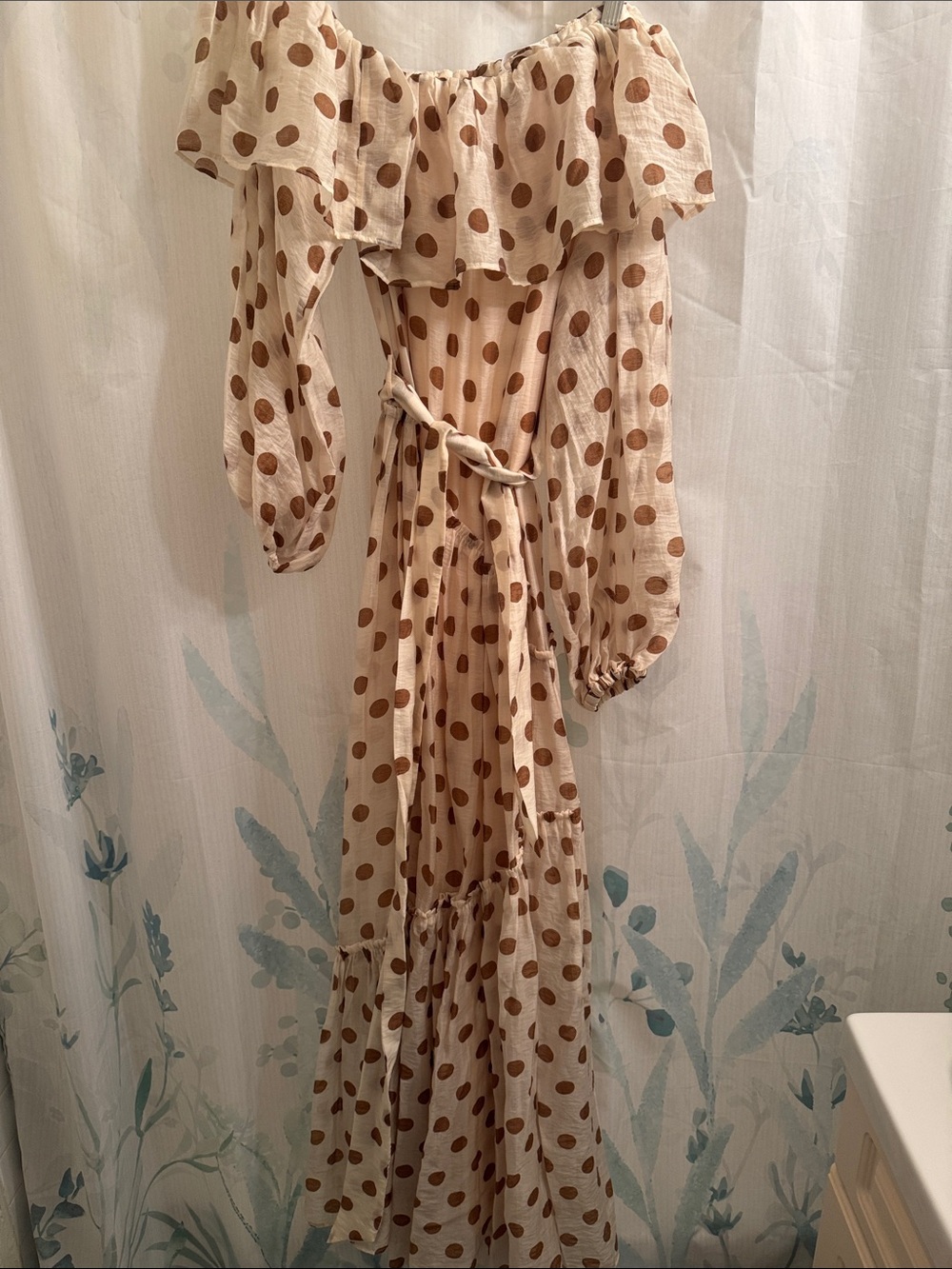 Mango asymmetric dot maxi dress sz s/4